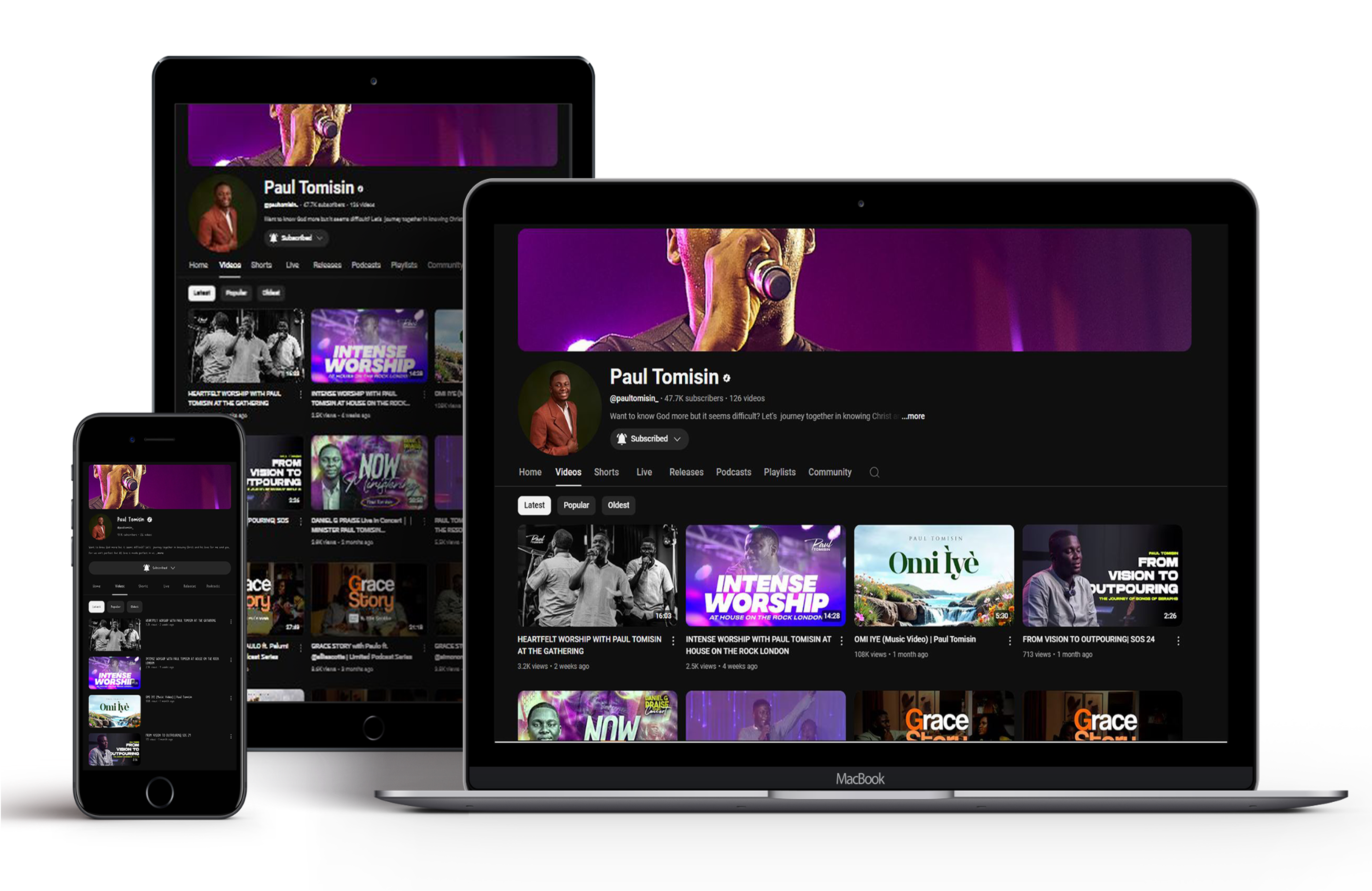 Multiple devices showing website